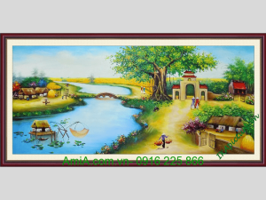 Hinh anh tranh phong canh que huong ve son dau