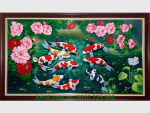 Hinh anh tranh ve son dau ca chep hoa mau don kho lon