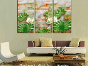 tranh hoa sen in 3d treo phong khach