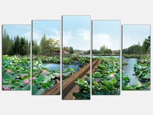 Tranh phong canh dep thien nhien ho hoa sen