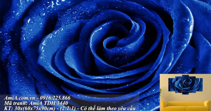 Tranh hoa hong xanh treo tuong hien dai