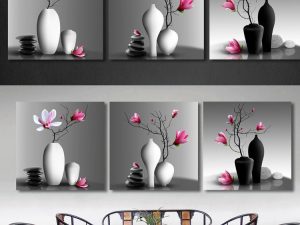 Tranh bình hoa treo tường phòng khách đẹp AmiA 1381 HOT nhất 2019