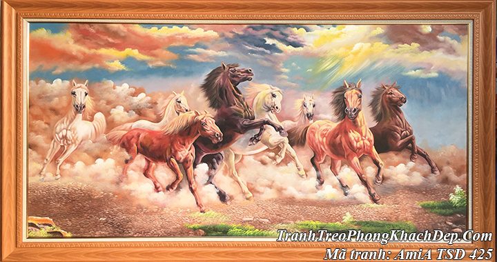 Tranh sơn dầu mã đáo thành công khổ lớn chạy trên cát AmiA TSD 425
